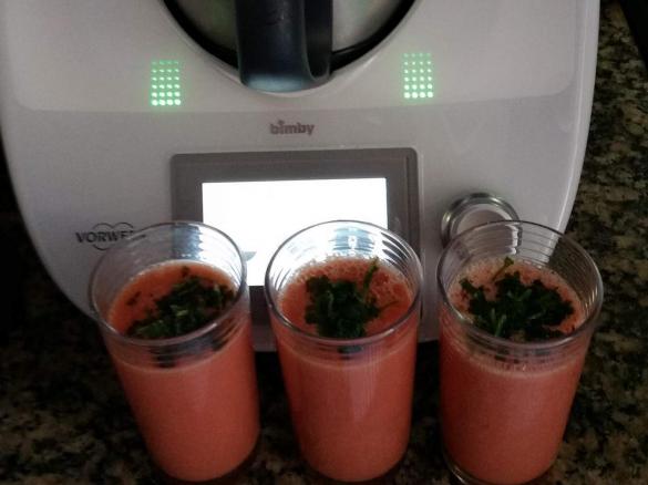 Sopa fria de melancia e tomate