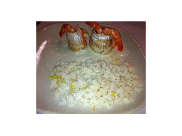 Rolinhos de Peixe com arroz aromático