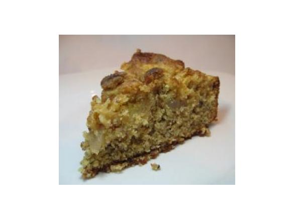 Bolo de avelãs e pêra com crumble