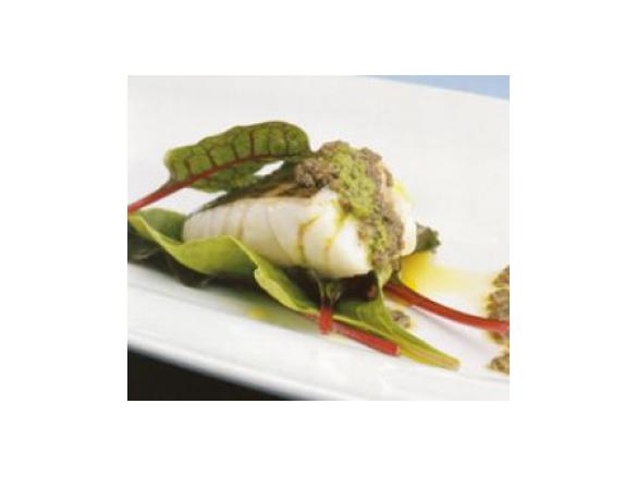 Lombo de pescada com molho verde