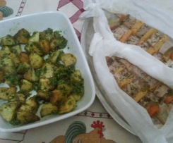 Espetadas de atum com batatas e pesto de espinafres