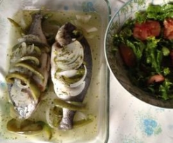 Dourada a Vapor com Pimento e Cebola