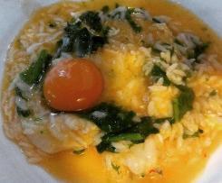 Arroz de Línguas de Bacalhau com Espigos e Ovo escondido