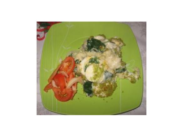 Bacalhau com espinafres gratinado
