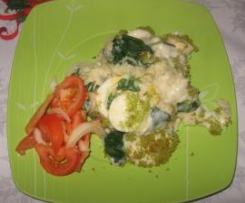 Bacalhau com espinafres gratinado