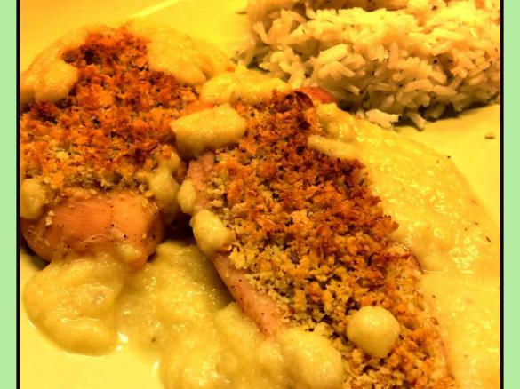 Bife de frango crocante com molho de mostarda