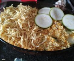 Lasanha de bacalhau em cama de courgette