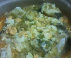 Massa de bacalhau com ovo cozido
