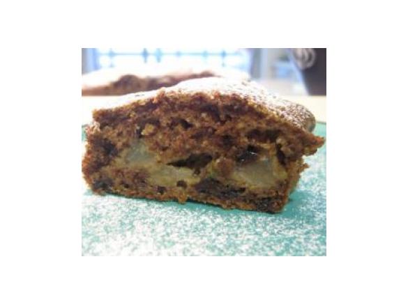 Bolo de chocolate, curgete e pêra