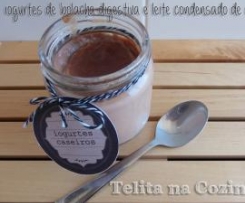 iogurtes de bolacha digestiva e leite condensado de cacau
