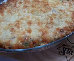 Lasanha com massa fresca de espinafres, bolonhesa e carbonara