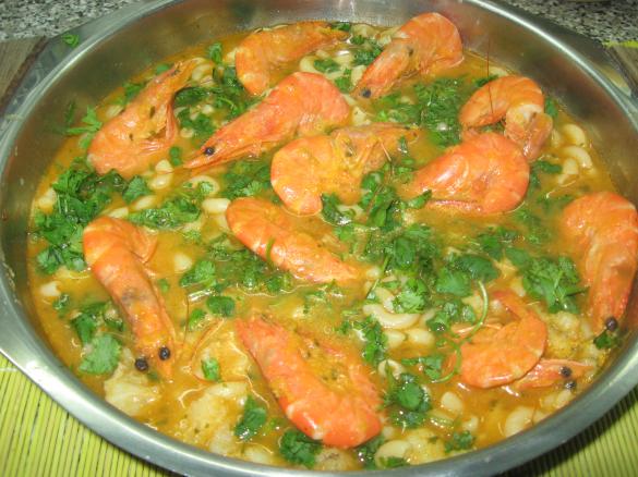 Massinha de tamboril com camarões