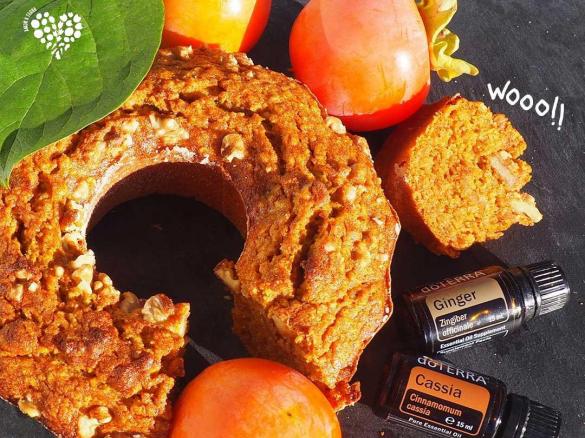 Bolo de Dióspiro com Ginger e Cassia doTerra
