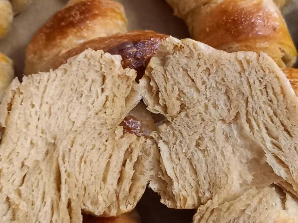 Croissants de trigo barbela e espelta - Massa Mãe