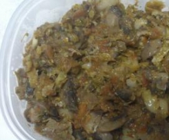 Estufado de cogumelos com couves de bruxelas