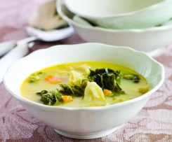 Sopa de couve com leite de soja