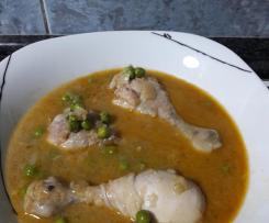 Frango estufado com ervilhas e cenoura