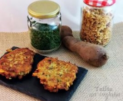 pataniscas de batata doce e cebola frita