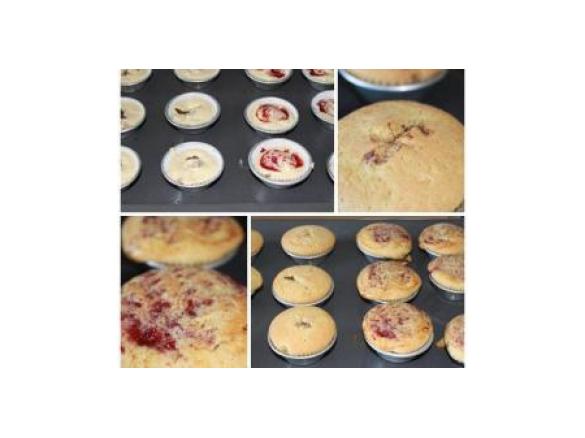 Cupcakes com nutella e doce de morango