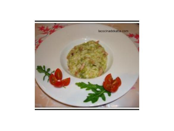 Risotto de verduras e bacon