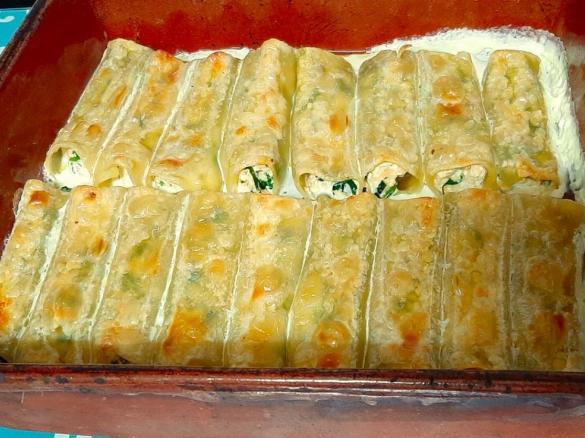 Canelones com Salmão, Espinafres e Requeijão