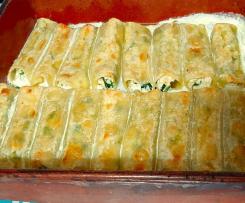 Canelones com Salmão, Espinafres e Requeijão