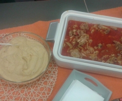 Frango com Cerveja com Puré de Couve Flor e Cenoura