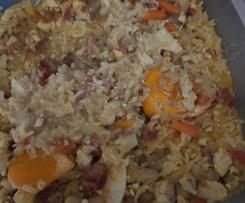 ARROZ , FEIJAO TOFU E OVOS ESCALFADOS BIMBY