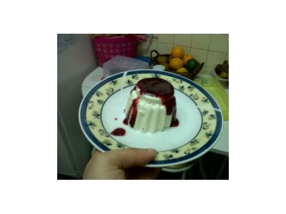 panna cotta com coulis de frutos vermelhos