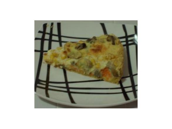 Tarte de cenoura, milho e cogumelos