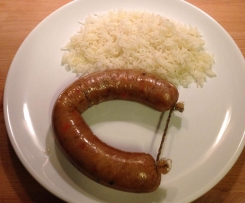 Alheiras vegetarianas a vapor com arroz branco