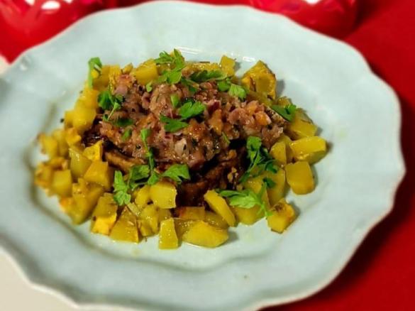 Seitan com frutos secos e batata-doce
