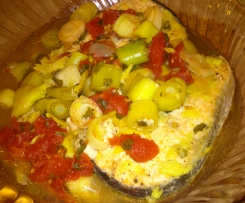 Salmão ao Vapor com Alho Francês