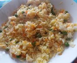 Arroz de cenoura e ervilhas