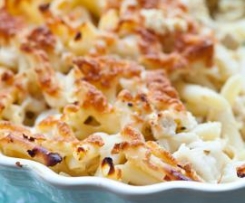 Macarrão com Frango de Fricassé gratinado