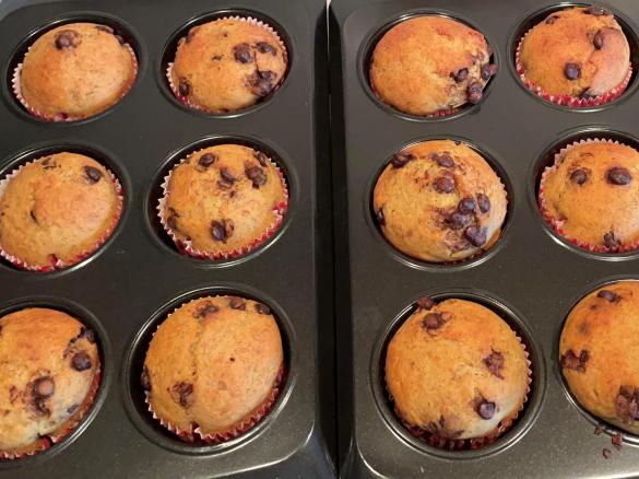 Muffins de Banana Chocolate e Iogurte Grego