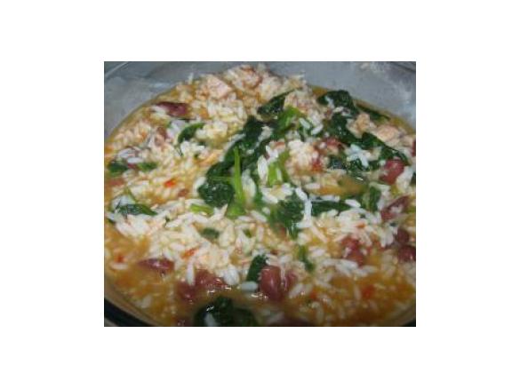 Arroz de Atum com espinafres e feijão