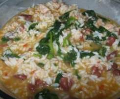 Arroz de Atum com espinafres e feijão