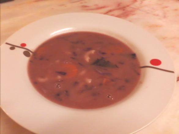 Sopa de Feijão e Couve Roxa