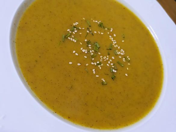 Sopa de abóbora e cogumelos