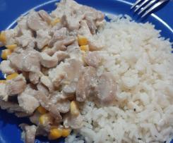 Strogonoff de frango com cogumelos