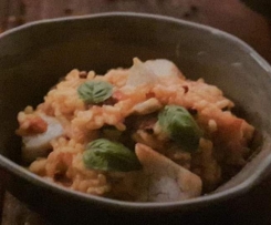 Risoto de garoupa com manjericão