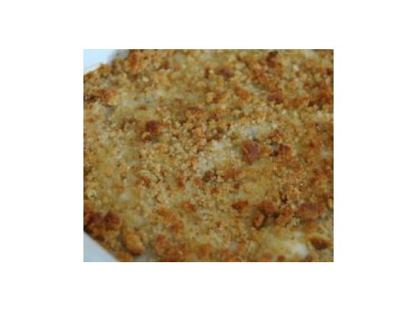 Bacalhau com grão e broa no forno