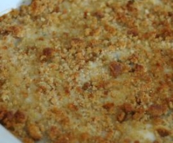 Bacalhau com grão e broa no forno