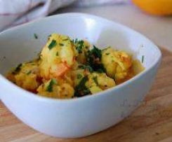 Camarão com açafrão e sumo de laranja