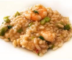Risotto de camarão e espargos