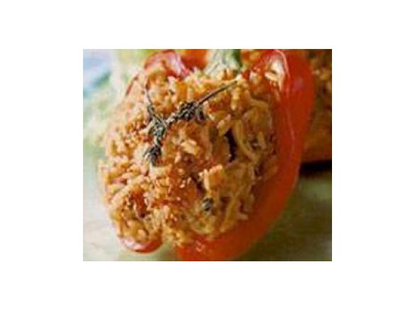Pimentos recheados com arroz integral
