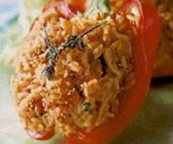 Pimentos recheados com arroz integral