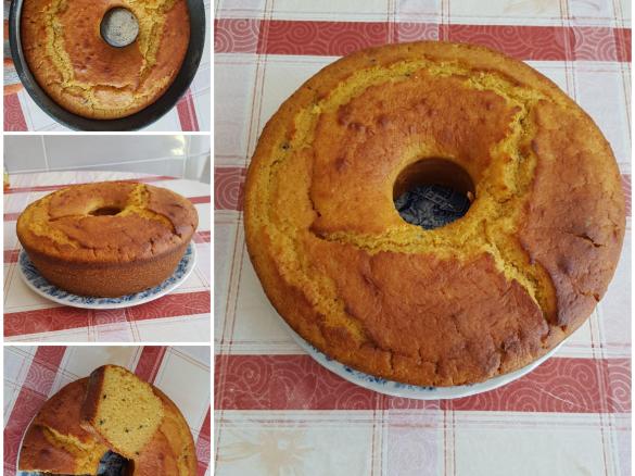 Bolo de maracujá e laranja