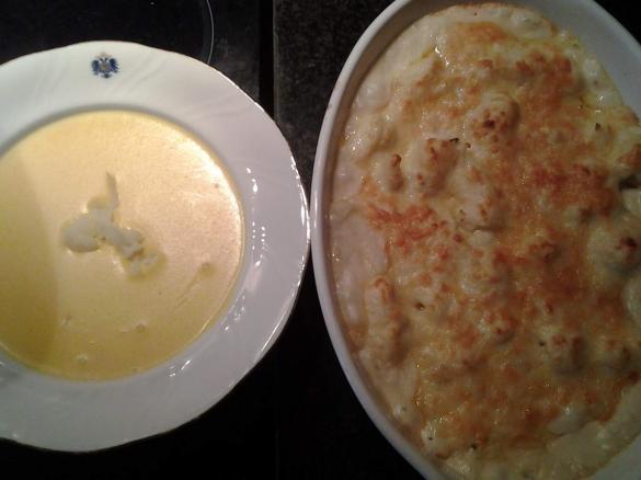 Couve-flor gratinada e Sopa